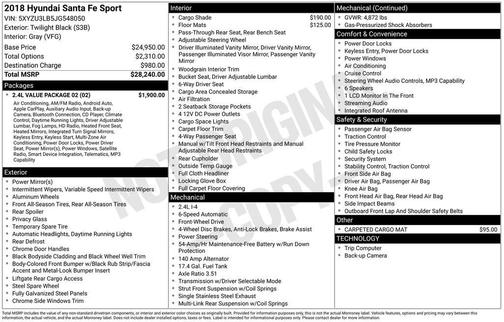 2018 Hyundai Santa Fe Sport 2.4L