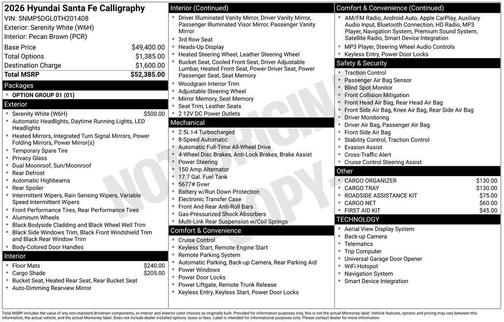 2026 Hyundai SANTA FE Calligraphy