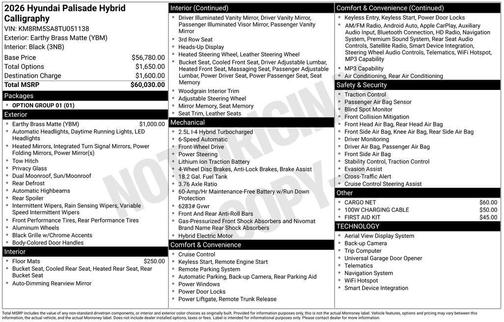 2026 Hyundai Palisade Hybrid Calligraphy