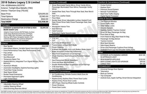 2018 Subaru Legacy Limited