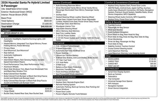 Rockwood Green 2026 Hyundai SANTA FE Limited