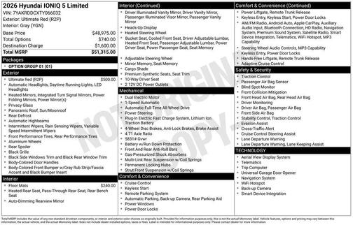 Ultimate Red 2026 Hyundai IONIQ 5 Limited