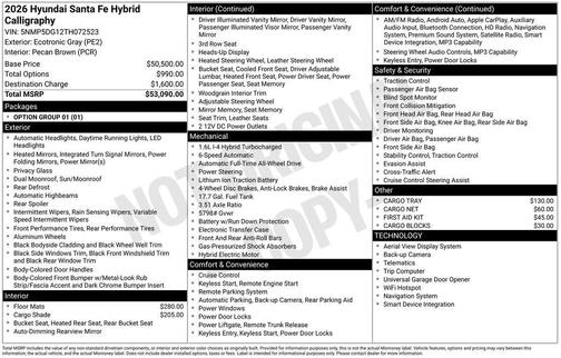 Ecotronic Gray 2026 Hyundai SANTA FE HEV Calligraphy