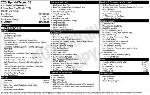 Dark Gray Metallic 2024 Hyundai TUCSON SE