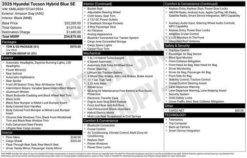 2026 Hyundai TUCSON Hybrid Blue SE