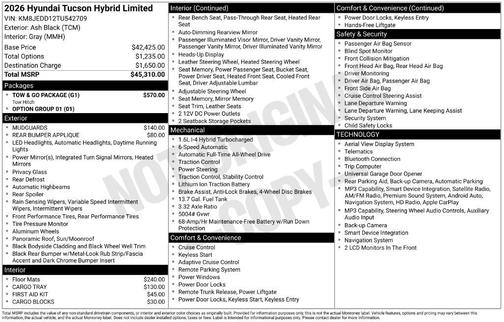 Ash Black 2026 Hyundai TUCSON Hybrid Limited