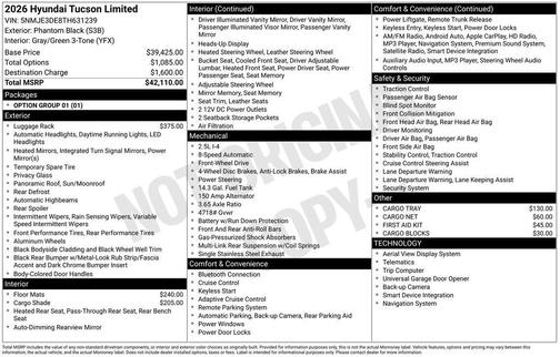 Phantom Black 2026 Hyundai TUCSON Limited