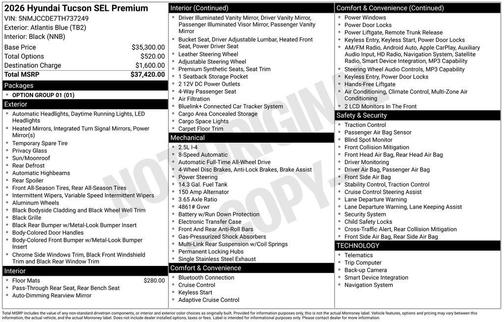 Atlantis Blue 2026 Hyundai TUCSON SEL Premium