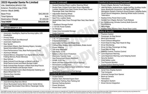 Gray 2023 Hyundai SANTA FE Limited