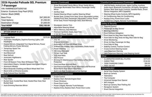 2026 Hyundai PALISADE SEL Premium