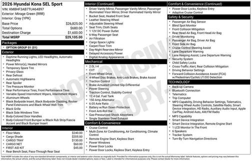 Mirage Green 2026 Hyundai KONA SEL Sport