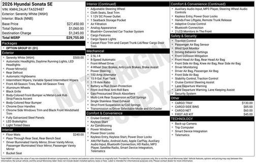 2026 Hyundai SONATA SE