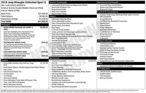 2018 Jeep Wrangler Unlimited Sport