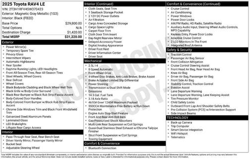 Magnetic Gray Metallic 2025 Toyota RAV4 LE