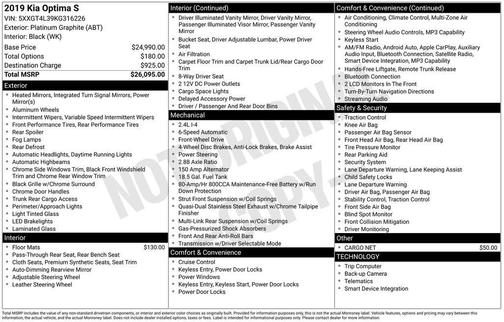 2019 Kia Optima S