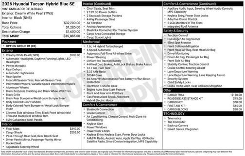 2026 Hyundai TUCSON Hybrid Blue SE