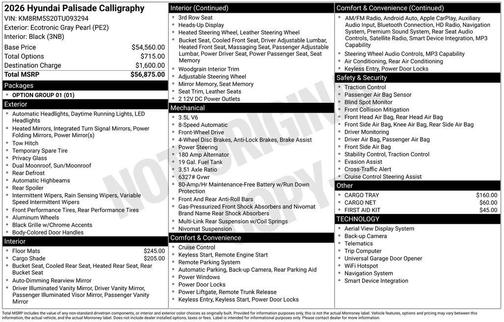 2026 Hyundai PALISADE Calligraphy