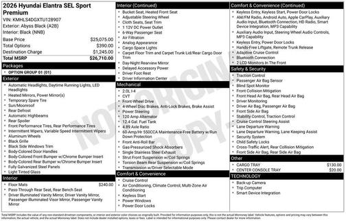 Abyss Black 2026 Hyundai ELANTRA Sport