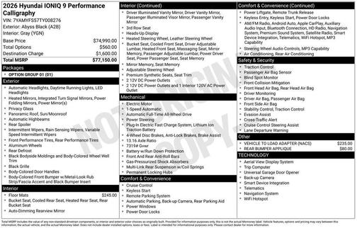 2026 Hyundai IONIQ 9 Performance Calligraphy
