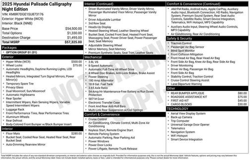 2025 Hyundai PALISADE Calligraphy Night Edition