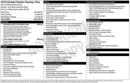 Jazz Blue Pearlcoat 2018 Chrysler Pacifica Touring-L Plus