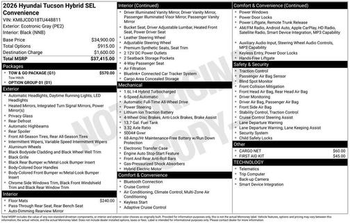 Ecotronic Gray 2026 Hyundai TUCSON Hybrid SEL Convenience