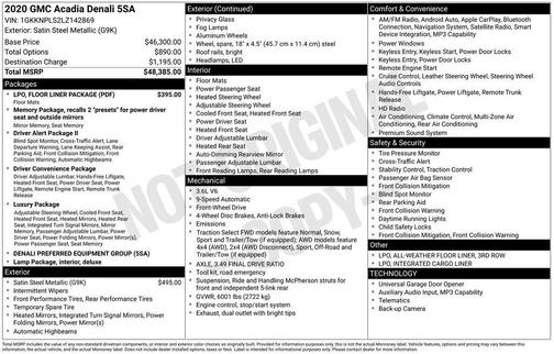 2020 GMC Acadia Denali