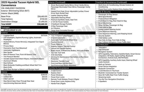 Shimmering Silver 2025 Hyundai TUCSON Hybrid SEL Convenience