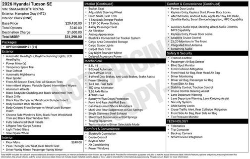 Hampton Gray 2026 Hyundai TUCSON SE