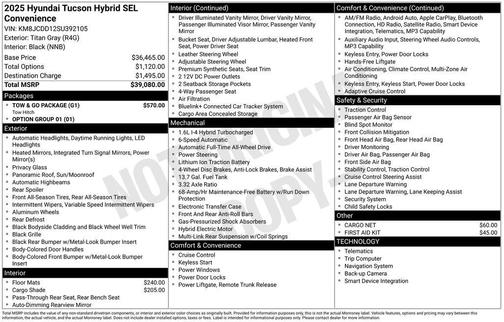 2025 Hyundai TUCSON Hybrid SEL Convenience
