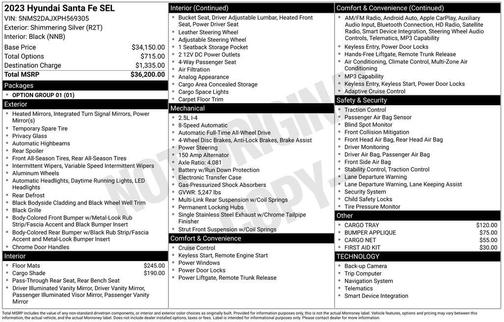 Shimmering Silver 2023 Hyundai SANTA FE SEL 2.4