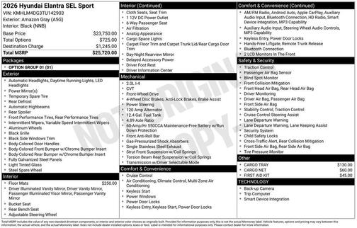 2026 Hyundai ELANTRA Sport