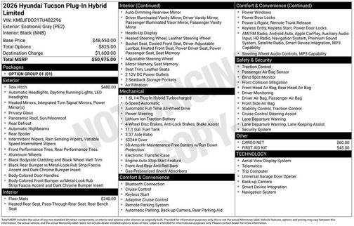 Gray 2026 Hyundai TUCSON Plug-In Hybrid Limited