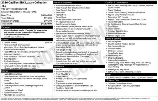 2016 Cadillac SRX Luxury Collection