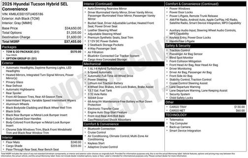2026 Hyundai TUCSON Hybrid SEL Convenience