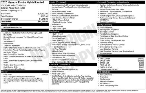 Abyss Black 2026 Hyundai ELANTRA HEV Limited