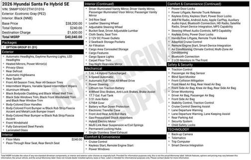 Ecotronic Gray 2026 Hyundai SANTA FE SE