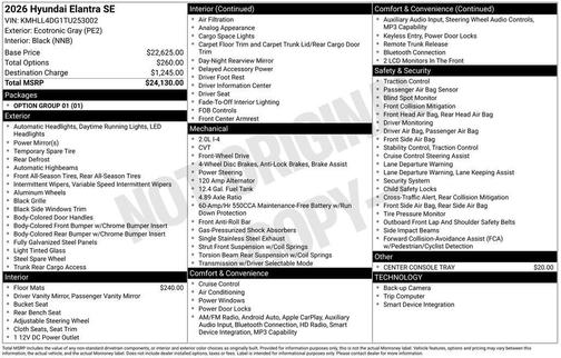 Ecotronic Gray 2026 Hyundai ELANTRA SE