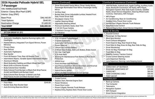 2026 Hyundai Palisade Hybrid SEL 7P
