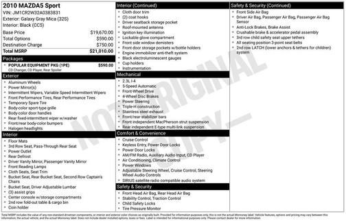 Galaxy Gray Mica 2010 Mazda Mazda5 Sport