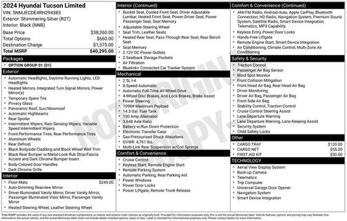 Shimmering Silver 2024 Hyundai TUCSON Limited