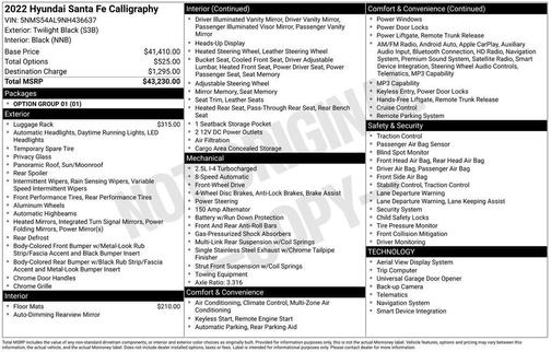 2022 Hyundai SANTA FE Calligraphy