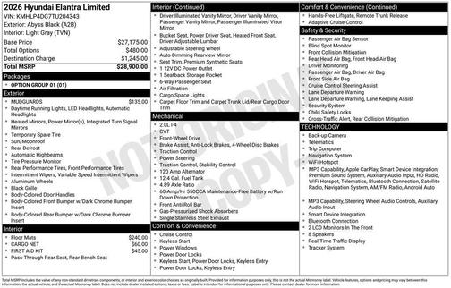 Abyss Black 2026 Hyundai ELANTRA Limited