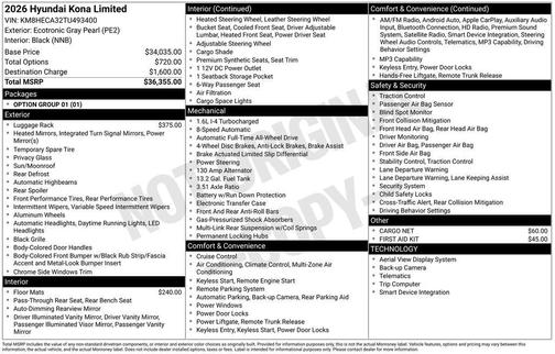 Ecotronic Gray Pearl 2026 Hyundai KONA Limited