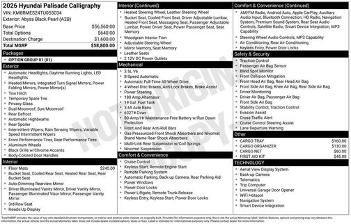 2026 Hyundai PALISADE Calligraphy