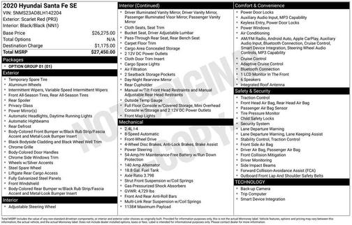 2020 Hyundai SANTA FE SE 2.4