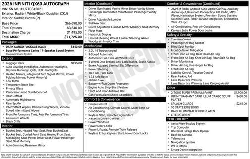 2026 INFINITI QX60 AUTOGRAPH