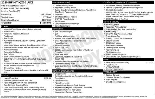 2020 INFINITI QX50 LUXE AWD