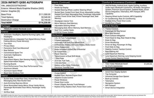 2026 INFINITI QX80 AUTOGRAPH AWD