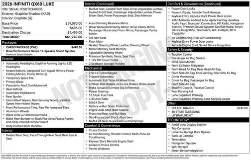 Graphite Shadow 2026 INFINITI QX60 LUXE AWD